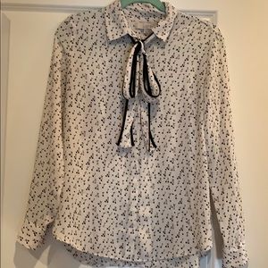 Loft Cherry Blouse with Buttondown Front & Bow SzS